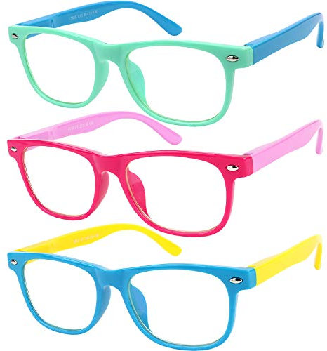Yogo Vision Blue Light Glasses For Kids Anti Eyestrain Uv Protection, Computer Gaming Tv Phone Kids Blue Light Glasses For Boys Girls 3 Pack