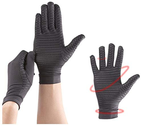 Full Finger Arthritis Gloves, 1 Pair Copper Infused Compression Gloves Breathable & Non-slip Copper Fiber Arthritis Gloves, Relieve Pain from Carpal Tunnel Joint Swell Tendonitis & Osteoarthritis (M)