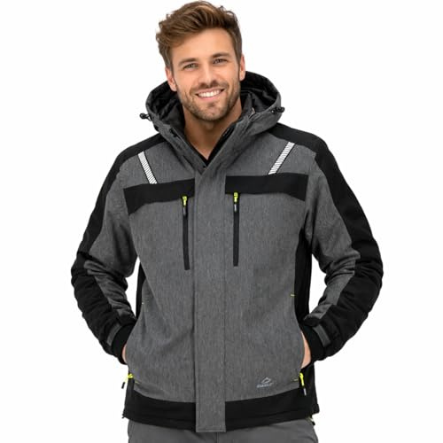 BWOLF OLYMPIA Chaquetas al aire libre para hombres Chaqueta de trabajo para hombre Invierno Chaqueta impermeable y cortavientos para hombre Chaqueta de trabajo cálida con capucha, gris, L