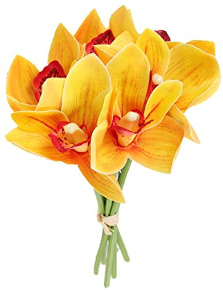 INIFLM Künstliche Orchideen, künstliche Cymbidium-Orchideen, verblasst nicht, Seidenstoff, Cymbidium Phalaenopsis, für Brautsträuße, Heimdekoration und Party-Dekorationen (24,9 cm), 12 Stück