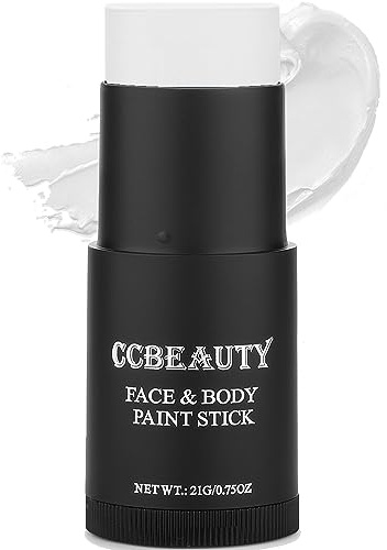 CCBeauty Weißes Gesichts-Körperfarbe, Öl (21,3 g), cremefarben, mischbar, ungiftig, hypoallergen, weißer Concealer-Stift-Aufheller für Augen, Gesicht, Make-up, Clown weiß, Halloween