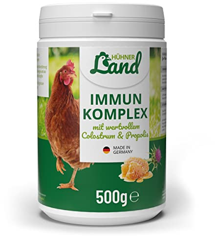 HÜHNER Land Immun Komplex 500g für Hühner, Küken & Geflügel I Futterergänzung für Hühnerfutter, Geflügel Futter mit Bierhefe I Hühner Immunstärkung