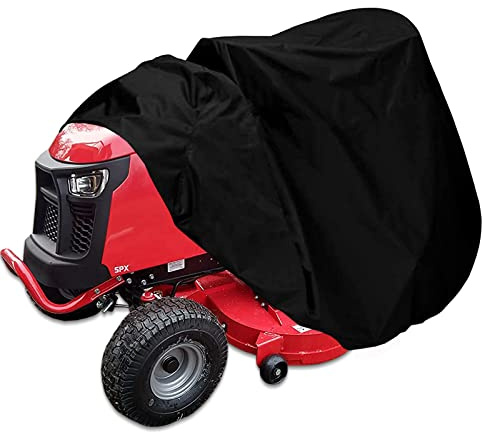 Waterproof Riding Lawn Mower Cover, Outdoor Ride-on Tractor Windproof Cover Fits Decks Up to 54, Outside UV Protection Universal Fit Lawnmower Covers with Drawstring & Cover Storage Bag.