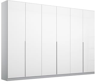 Rauch Möbel Alabama, Schrank, Farbe Hochglanz Weiß/Seidengrau, Breite 271cm | Kleiderschrank, 6-türig, Zubehör Basic, für Schlafzimmer, Kinderzimmer, Ankleidezimmer, Garderobe, Flur