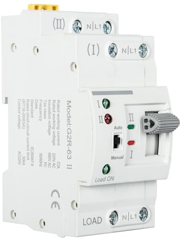 DEWIN Transferschalter, Automatischer Transferschalter G2R DIN-Schiene ATS Dual Power Automatischer Transferschalter Elektrische Wahlschalter 2P 63A 220V