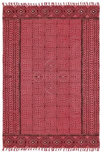 CASAVANI Collection Läufer Teppich – 6,6 x 10,2 cm, rot, Pattarn-Baumwolle, waschbar, Kelim-Teppich, für drinnen und draußen, Flachgewebe, für Schlafzimmer, Nachttisch, Küche, Flur und Treppe