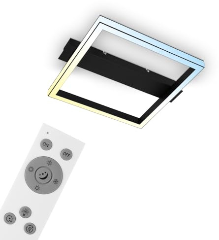 BRILONER - LED Deckenlampe Dimmbar, LED Deckenleuchte, Lampe, Wohnzimmerlampe, Schlafzimmerlampe, einstellbare Farbtemperatur, Fernbedienung, Nachtlicht- und Timerfunktion – 420x360x70 mm (LxBxH)