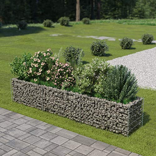 Festnight Gabionen-Hochbeet Steinkorb Pflanzkübel Pflanzkorb 270 x 50 x 50 cm Pflanzkorb Hochbeete Für Garten Gabionenkörbe Blumenkasten Gemüsebeet Kräuterbeet Verzinkter Stahl