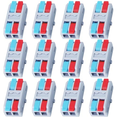 12 Pcs Lever Nut Wire Connectors - Efficient and Reliable Electrical Terminal Block Connectors for Quick Splicing, Screw Terminal Barrier Block for LED Strip Light (12Pcs - LT-2)
