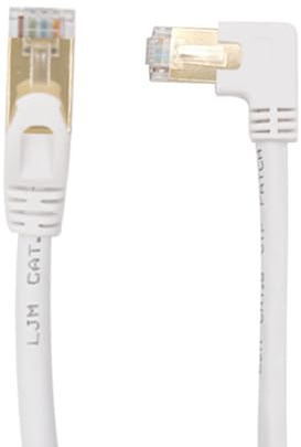 RHCXCYTJ Câble Ethernet Cat6 à angle droit de 90 degrés vers le bas pour PC, routeur, modem, imprimante, box TV, câble réseau FTP Cat6 24 AWG, blanc (angle gauche, 3 m)