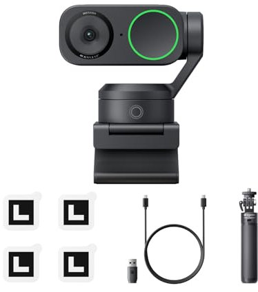 Insta360 Link 2 Paquete treppiede - PTZ 4K Webcam per PC/Mac, Sensore da 1/2, IA Tracking, HDR, Mic di cancellazione del rumore IA, Controllo gestuale per lo streaming, Videochiamate, Gaming