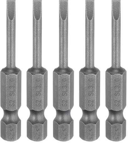 QUARKZMAN 5pz SL3 Punte per Cacciavite a Taglio Magnetica 3mm S2 Punta Cacciavite a Testa Piatta Acciaio 1/4 Grado Industriale Gambo Esagonale 50mm (2) Lungo per Viti