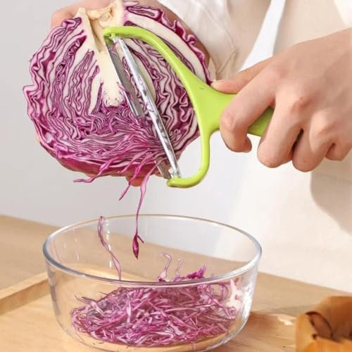 1PC Green Cabbage Shredder,Vegetable Cutter Cabbage Slicer,Stainless Steel Fruit Vegetable Potato Peeler Cabbage Graters Kitchen Must Have for Home Restaurants Kitchen Utensils and Gadgets(18 * 12cm)