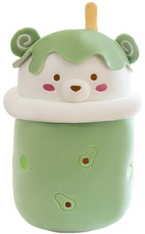 Bubble Tea Kuscheltier Plüschtier, 30CM Boba Kuscheltier Milchtee tasse Kissen Gefüllte Plüsch Spielzeug Kawaii Tier Bär PlüschKissen Weiches Schlafkissen Geburtstagsgeschenk für Kinder Erwachsene