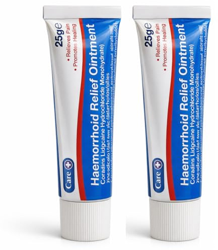 Care+ Haemorrhoid Relief Cream, 2 x 25g Tubes – Fast-Acting External Piles Treatment with Lidocaine & Allantoin – Pain, Itching & Swelling Relief – for Adults & Teens 12+