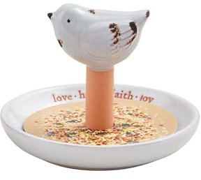 Mud Pie Bluebird Vogelfutterstation aus Keramik, 15,2 x 14,9 cm Durchmesser