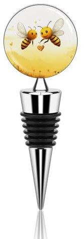 Bee Love Honey Bottle Stopper Beverage Bottle Sealer Reusable Wine Stopper Personalised Champagne Stopper Unique Wine Bottle Corks Keep Fresh Suitable for Standard