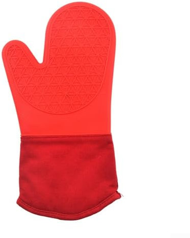 Silicone Heat Resistant Gloves Designed for Comfort and Flexibility in Cooking (Red single)