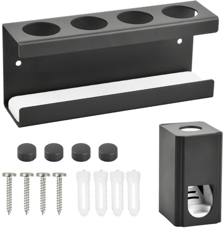 Kioiner Portaspazzolino con pressa da denti, senza foratura, portaspazzolino universale, organizer per spazzolini da denti per la conservazione igienica