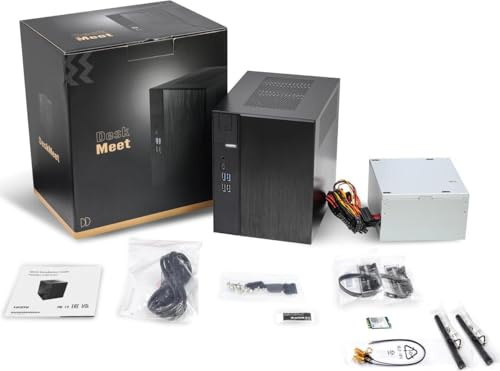 ASRock DeskMeet X300 Mini PC Barebone Kit – Enchufe AMD AM4, soporta CPU Ryzen 5000/4000/3000G, DDR4-3200MHz, PCIe 3.0 x16, Dual M.2, USB 3.2 Gen2 Type-C, PSU de 500 W (no CPU/RAM/Almacenamiento