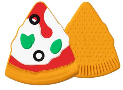 Muchmellow - Beißring aus Silikon für Babys, MADE in ITALY, Doppelte Zahnungstextur, Zahnfleisch-Linderung, Plastikfrei, BPA-frei, Spülmaschinenfest (Pizza)