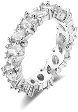 Tolldek Bague de mariage en or jaune 18 carats, rose et cristal rose, taille marquise, taille marquise, taille 47 à 65, Or blanc 18 carats (750), Moissanite