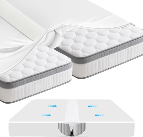 Oupuven Puente de Cama con Sábana, 200x180cm 2 en 1 Puente de Convertidor de Individual a Cama de Matrimonio, Elimina el Hueco Entre Los Colchones