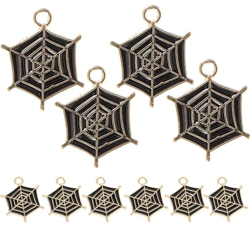 DEARMAMY 10 Stück Teiliges Schwarzes Spinnennetz Spacer Charms aus Metall Leichte DIY Schmuckanhänger für Basteln Armbänder und Halsketten Dekorative Perlen für Damen Schmuckzubehör