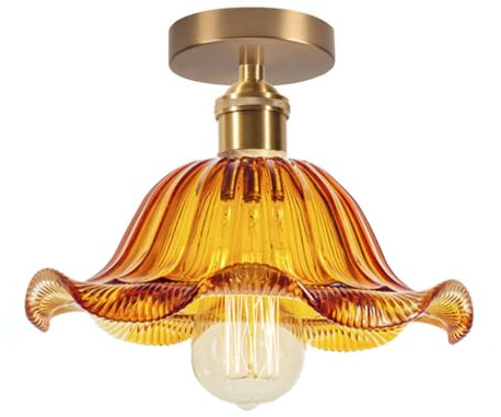 DLGLOLIN - Lámpara de techo de cristal, iluminación de techo, moderna, lámpara de techo, estilo vintage, lámpara de techo, para dormitorio, cocina, pasillo, ámbar