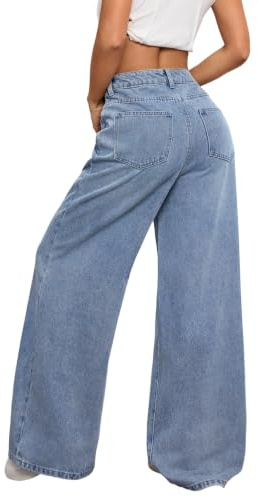 OYICAI Jean Baggy Femme Brodé Tendance 2026 Coupe Large Streetwear Loose | Jean coupe ample brodé,Jambe Large,Pantalon Long,5 poches classiques, style Y2K années 90, mode tendance, look casual