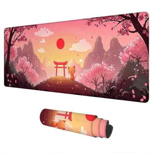 Alfombrilla Ratón Japón Mouse Pad XXL 1500x800 mm Paisaje Impermeable Mousepad Alfombrilla Gaming Tapete Escritorio de Goma Antideslizante Desk Mat con Bordes Cosidos para Oficina Regalo Hombre I-68