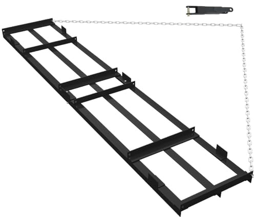 Crevyteg Herse traînée lourde pour tondeuse, quad, ATV/UTV/tracteur - Niveleuse de gravier et d'allée à chaînes réglables - Parfaite pour sable, terre, foin et entretien des pâturages - Accessoire