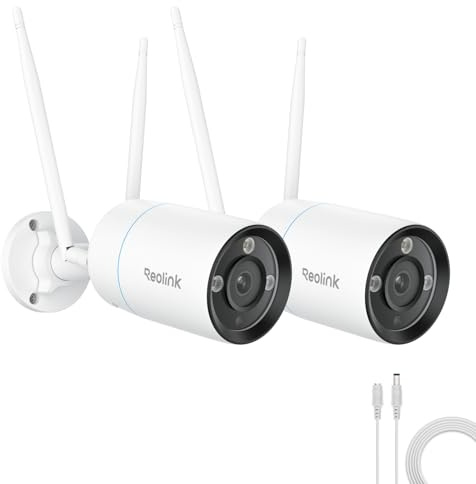 Reolink RLC-810WA x2 mit Stromverlängerungskabel (Weiß) 4.5m, 4K Wi-Fi 6 Überwachungskamera, 5/2,4 GHz WLAN Kamera Outdoor mit IP67 Metallgehäuse, KI-Erkennung, Farbnachtsicht, 24/7-Aufzeichnung