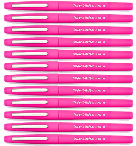 Paper Mate Flair Felt Tip Pens, Medium Point 1.0mm (12-Pack, Pink)
