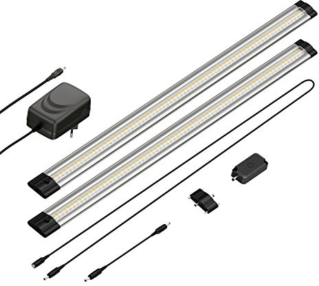parlat LED Unterbau-Leuchte Siris, Touch-Dimmer, flach, je 50cm, je 655lm, weiß, 2er Set
