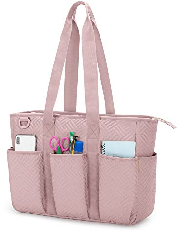 Fasrom Lehrertasche Damen Herren, Große Lehrertasche für Lehrerbedarf mit Laptopfach für Lehrer, Rosa