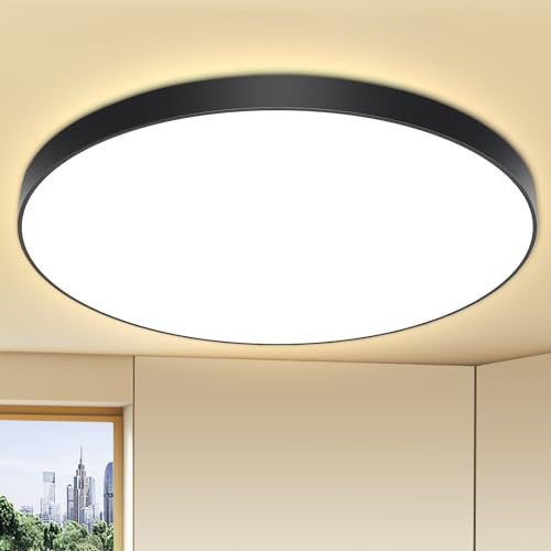 OUILA Plafoniera LED Soffitto 24W, Lampada da Soffitto 4000K 2000LM Plafoniera Bagno IP44 Impermeabile Rotonda Ø28CM Lampadario LED Moderna Luce Soffitto per Cameretta, Cucina, Soggiorno, Balcone