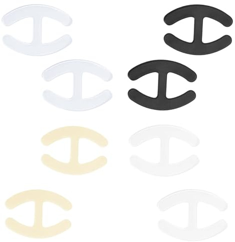 Irikdescia 8 Stück BH-Träger Clips, Oval H-Buchstabenform Racerback-BH-Clips Set, für Brautkleider, Fitnesssport, Verhindern Schultergurte Rutschen (Hautfarbe, Weiß, Schwarz, Transparent)