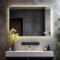 LISA Miroir de salle de bain à LED avec éclairage - 60 x 50 cm - Grand miroir de salle de bain avec bouton tactile - Intensité variable - Lumière blanc chaud/blanc froid - Anti-buée - Pour salle de