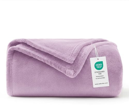 WAVVE Blanket Single Throw 130x150cm Lilac - Purple Fluffy Soft Warm Versatile Fleece Blanket for Sofa/Couch/Bed Throw/Single Size
