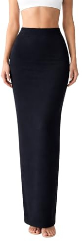 harlogistics Long Maxi Skirt for Women - Full Length Elasticated Bodycon Skirt for Ladies - Gypsy Elastic High Waist Summer Wear for Women - Plain Dress for Girls - Casual (Black, 20-22)