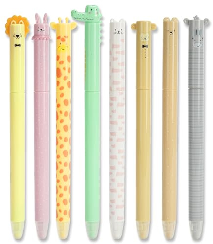 AUAUY 8 stycken raderbara gelpennor, 0,5 mm spets, blått bläck
