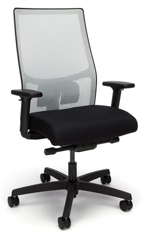 HON Ignition 2.0 Ergonomic Office Chair Fabric Seat, Adjustable Tilt, Swivel Wheels, Comfy for Long Hours, Home Office Desk Chairs, Fog