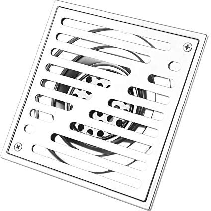 Scolapiatti Scarico Pavimento Quadrato, in Acciaio Inox, Antiodore Inserto Doccia Scarico Pavimento Rifiuti Deodoranti Bagno Adattamento per Casa WC 150 x 150 mm