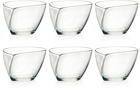 6 x RCR Crystal Glass Happy Dessert Bowls Boxed Set Dishwasher, Fruit, Savoury Snacks and Ice Cream Crystal Glass Bowls - Made in Italy