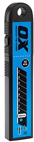 OX Pro Snap Off Knife Blades 18mm - Pack 10, Black