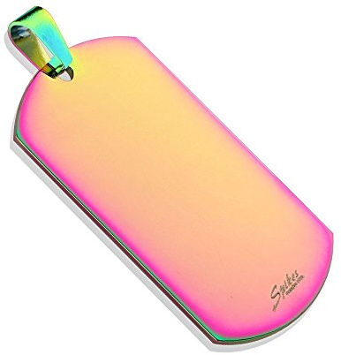 Bungsa bunte Erkennungsmarke Gravierbares Dog Tag REGENBOGEN ID Platte Edelstahl Männer (Militär Gravur Armee Hundemarke Ketten-Anhänger Pendant Chirurgenstahl Damen Herren)