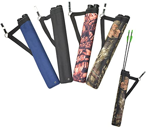 2-Tubes Hunting Archery Quiver Arrow Quiver Bag Tube Arrow Quiver with Shoulder Strap for Arrow Carrier Tube Back Use (Blue)