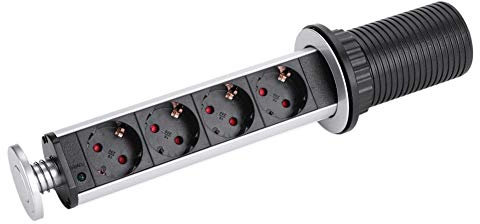 Tischsteckdose mit 4 Fach Versenkbar Steckdosenleiste Mehrfachsteckdose Einbausteckdose mit USB Steckdose für Büro, Küche, Werkstatt