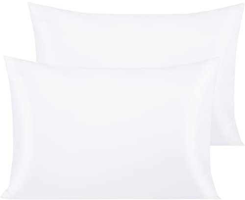 NTBAY Egyptian Cotton Queen Pillowcases - Set of 2, 500 Thread Count Cotton Pillowcases - Soft and Breathable Envelope Closure Pillow Cases - 20x30 Pillow Covers for Bed, White